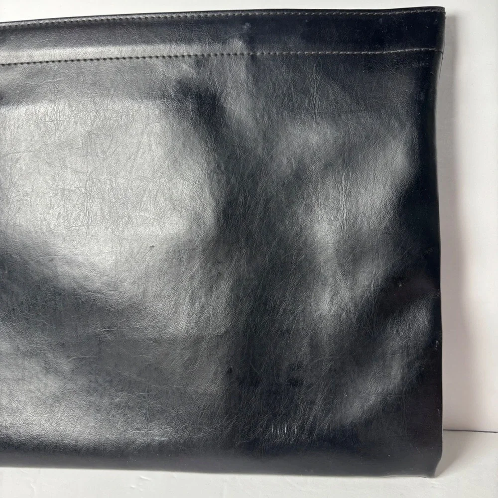 Vintage Cambridge Portfolio Briefcase OS Black Faux Leather Retractable Handles